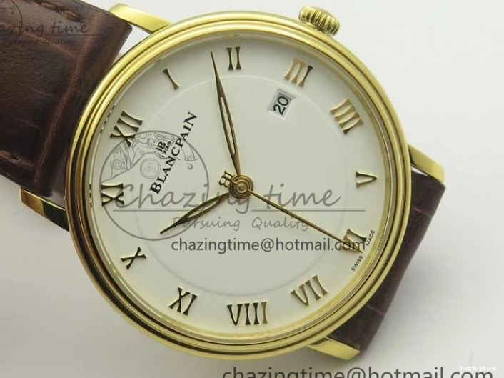 0318 WellDesigned Villeret 6651 YG ZF 1:1 Best Edition White Dial on Brown Leather Strap A 8000